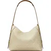 Tory Burch T Monogram Pebble Leather Messenger Bag In White