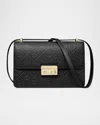Tory Burch T-monogram Embossed Leather Shoulder Bag In Black