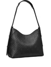 Tory Burch T Monogram Soft Pebble Medium Shoulder Bag In Black