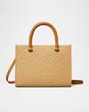 Tory Burch T-monogram Pebble Leather Square Tote Bag In Brown
