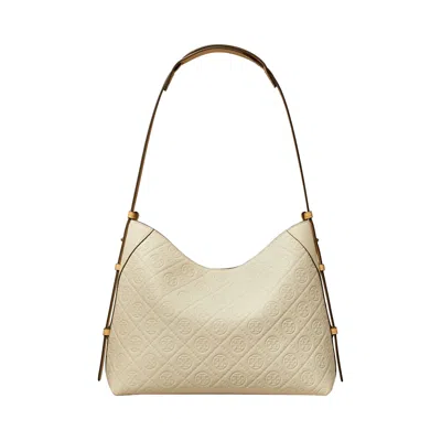 Pre-owned Tory Burch T Monogram Pebble Messenger Bag 'warm White' | Women's Size Onesize