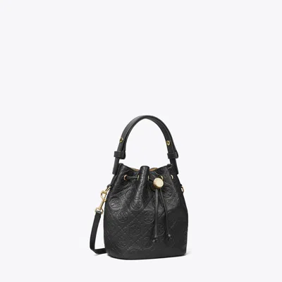 TORY BURCH T MONOGRAM PEBBLE MINI BUCKET BAG