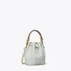 Tory Burch T Monogram Pebble Mini Bucket Bag In Silver