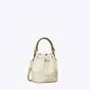Tory Burch T Monogram Pebble Mini Bucket Bag In White