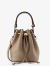 Tory Burch T Monogram Pebble Mini Leather Bucket Bag In Sand