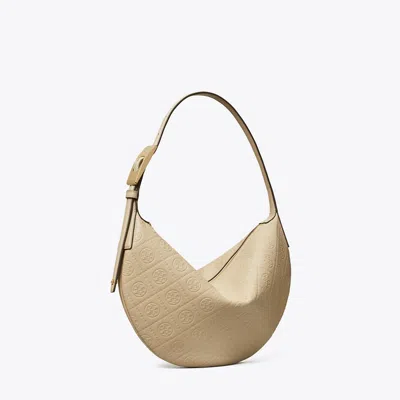 Tory Burch T Monogram Pebble Small Balloon Bag In Brown