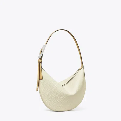 Tory Burch T Monogram Pebble Small Balloon Bag In White