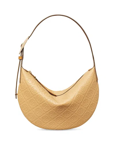 Tory Burch T Monogram Pebble Small Shoulder Bag In Brown