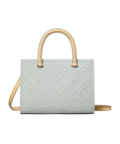 Tory Burch T Monogram Pebble Top-handle Tote In Green