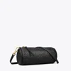 Tory Burch T Monogram Pebble Leather Cylinder Shoulder Bag In Black