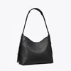 Tory Burch T Monogram Pebbled Messenger Bag In Black