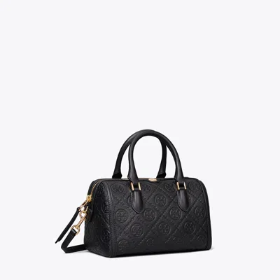 Tory Burch T Monogram Pebbled Petite Barrel Bag In Black