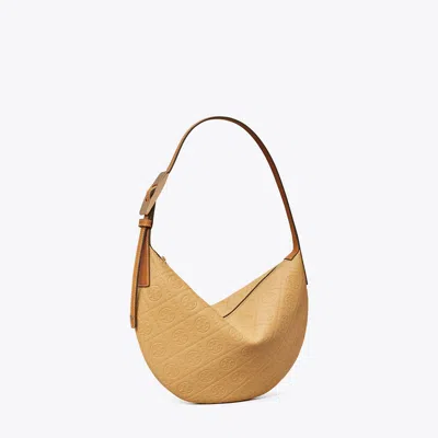 Tory Burch T Monogram Pebbled Small Balloon Bag In Brown