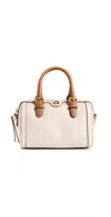 Tory Burch Womens Petite Barrel Monogrammed Canvas Shoulder Bag Ivory In Ivory