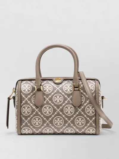Tory Burch T Monogram Petite Barrel Travel Bag In Neutrals