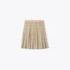 Tory Burch T Monogram Pleated Viscose Skirt In Apricot Blush T Logo Drop Shadow