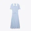 Tory Burch T Monogram Pointelle Pleated Dress