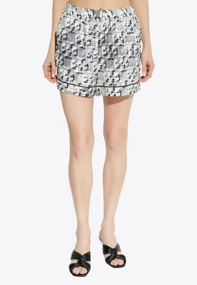 Tory Burch T Monogram Print Silk Shorts