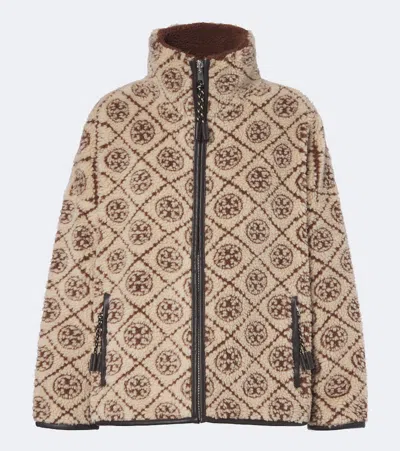 Tory Burch T Monogram Printed Teddy Jacket In Multi