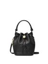 Tory Burch Mini T Monogram Pebble Leather Bucket Bag