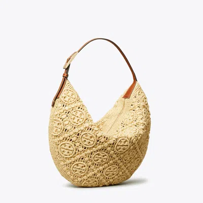 Tory Burch T Monogram Raffia Balloon Bag