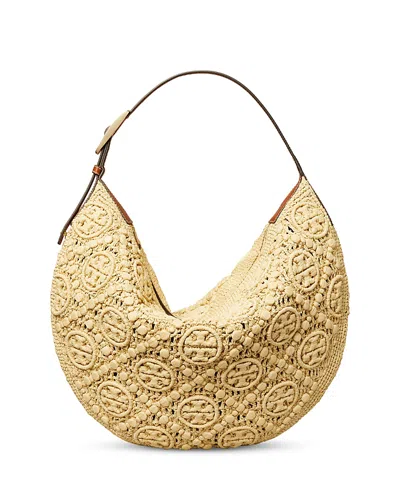 TORY BURCH T MONOGRAM RAFFIA BALLOON BAG