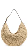 Tory Burch Raffia Monogram Balloon Crochet Shoulder Bag