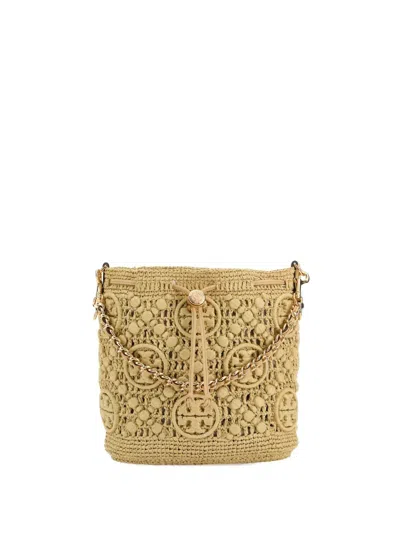 Tory Burch T Monogram Raffia Bucket Bag