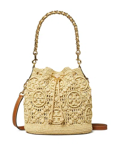 Tory Burch T Monogram Raffia Bucket Bag