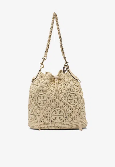 Tory Burch T Monogram Raffia Bucket Bag