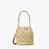 Tory Burch T Monogram Raffia Bucket Bag In Brown