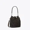 Tory Burch T Monogram Raffia Bucket Bag In Brown