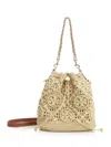 Tory Burch T Monogram Raffia Bucket Bag Shoulder Bags Beige