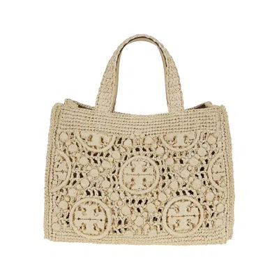 TORY BURCH TORY BURCH T MONOGRAM RAFFIA SQUARE TOTE
