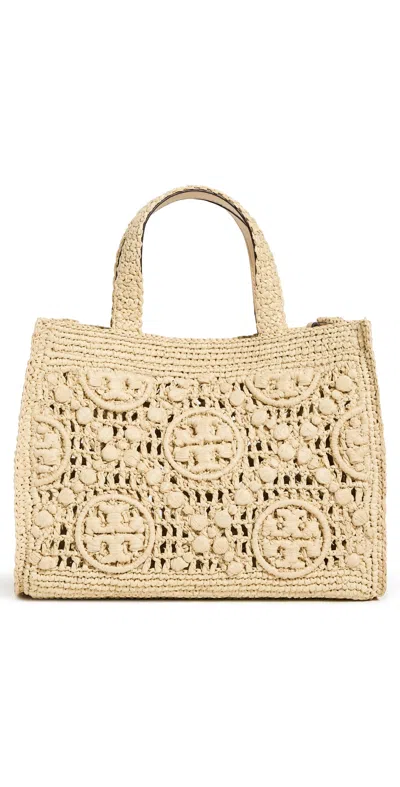 Tory Burch T Monogram Raffia Square Tote Natural