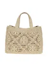 Tory Burch T Monogram Raffia Square Tote In Sand
