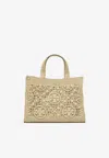 Tory Burch T Monogram Raffia Tote Bag