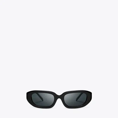 Tory Burch T Monogram Rectangle Sunglasses In Black
