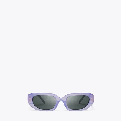 Tory Burch T Monogram Rectangle Sunglasses In Gray