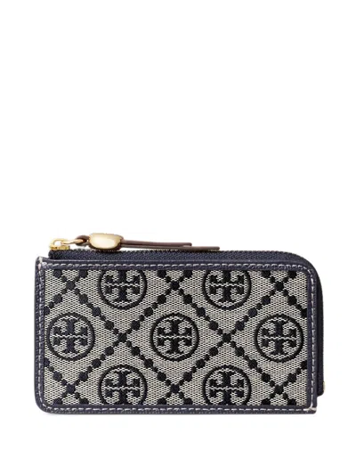 Tory Burch T Monogram Romy Zip Card Case In Gray