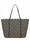 Tory Burch Embroidered Canvas T Monogram Shopping Bag
