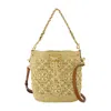 Tory Burch T Monogram Raffia Bucket Bag In Brown