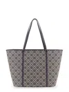 Tory Burch T-monogram Shoulder Bag With Internal Clutch In Gray