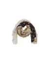 Tory Burch T Monogram Silk Oblong Scarf In Tan Chocolate