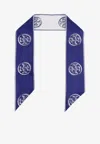 Tory Burch T Monogram Silk Ribbon Tie In Blue