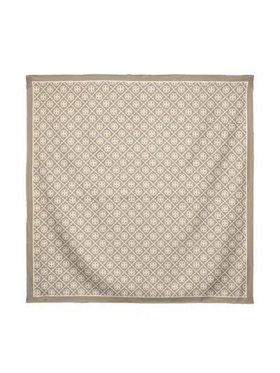 Tory Burch T Monogram Silk Scarf In Neutrals