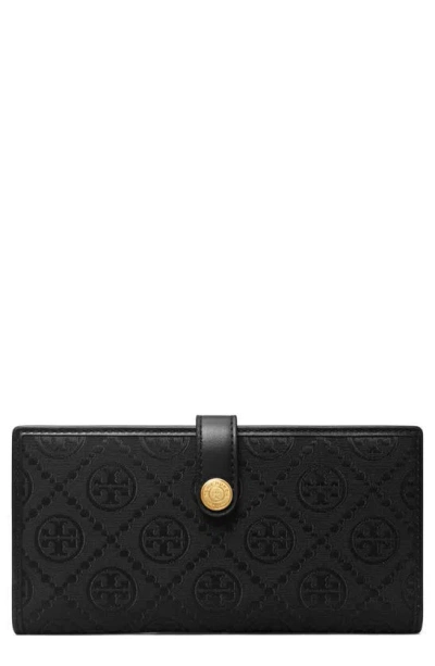 Tory Burch T Monogram Slim Bifold Wallet In Black