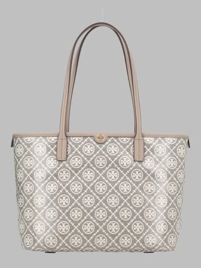 Tory Burch T Monogram Small Canvas Shopping Bag Mini Shoulder Tote 23.5 Cm In Dove
