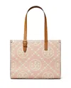 Tory Burch Small T Monogram Contrast Embossed Tote In Blush