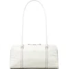 Tory Burch T Monogram Small Metallic Marshmallow Satchel In White